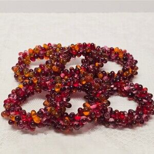 Vintage Jeweled Beaded Napkin Ring Set Of 6 Fall Christmas Berries